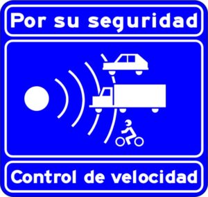 Skilt for fartskontroll i Spania